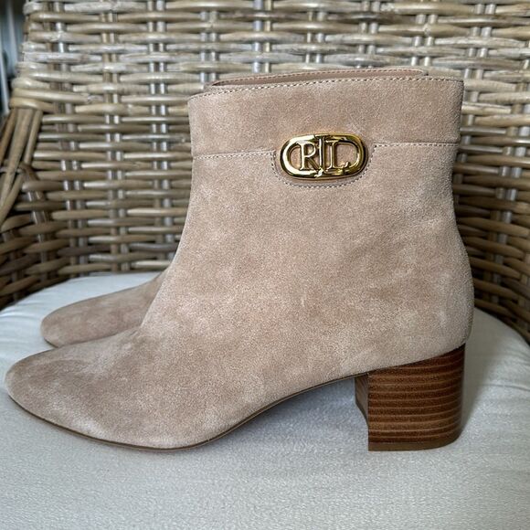 Ralph Lauren Women Wynne Suede Booties Beige Size 10 - Picture 4 of 13